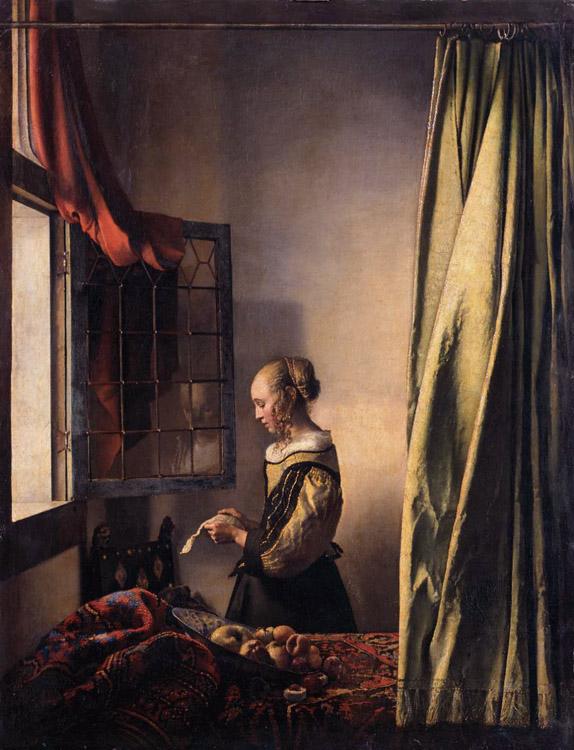 Girl Reading a Letter at an Open Window,Johannes Vermeer,50x40cm