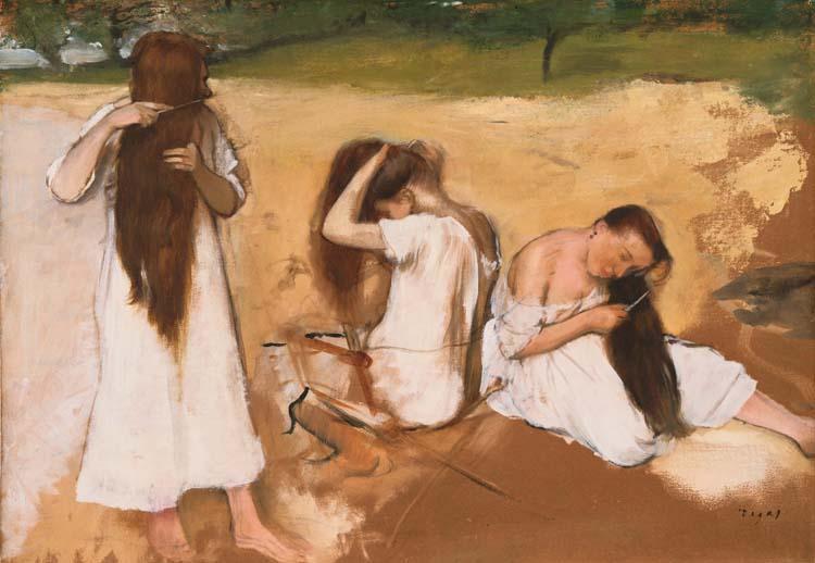 Girls comb the hair,Edgar Degas,31x45cm