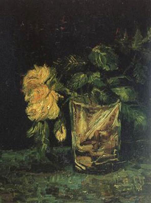 Glass with Roses,Vincent Van Gogh,35x27cm