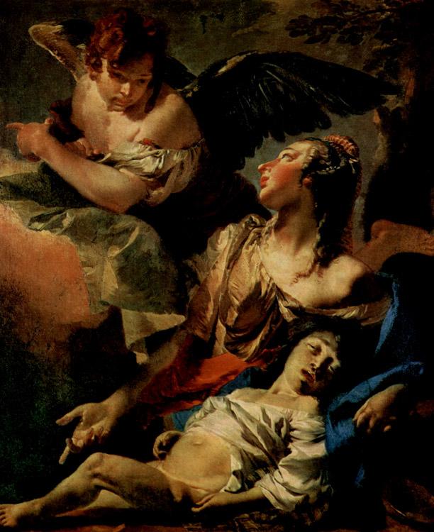 Hagar and Ismael in the,Giovanni Battista Tiepolo,50x40cm