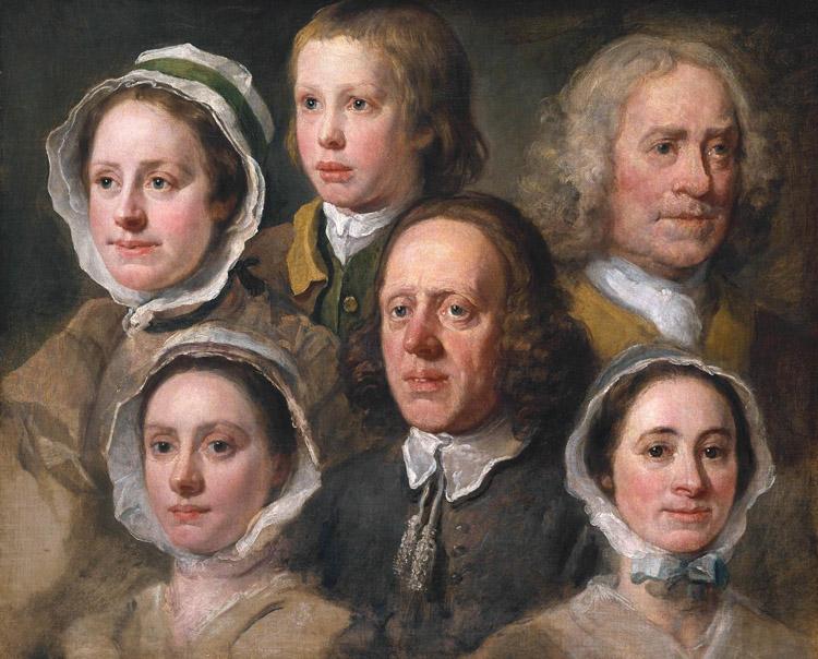 Heads of Six of Hogarth's Servants,William Hogarth,50x40cm