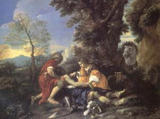 Herminia and Vafrino Tending the Wounded,MOLA Pier Francesco,50x40cm