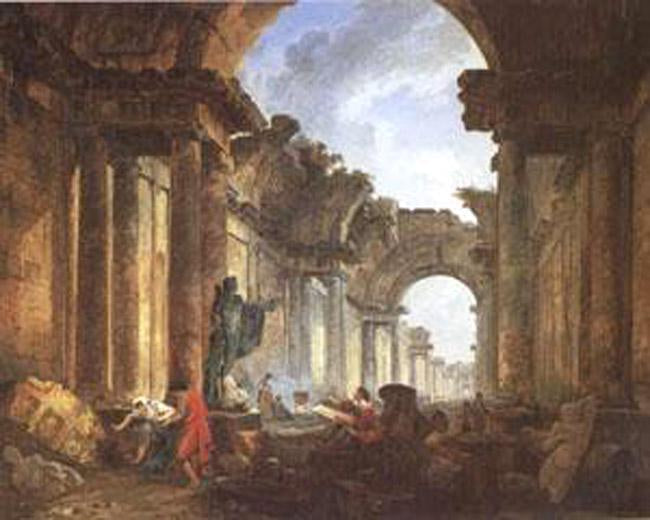 Imaginary View of the Grande Galerie in Ruins,ROBERT Hubert,50x40cm