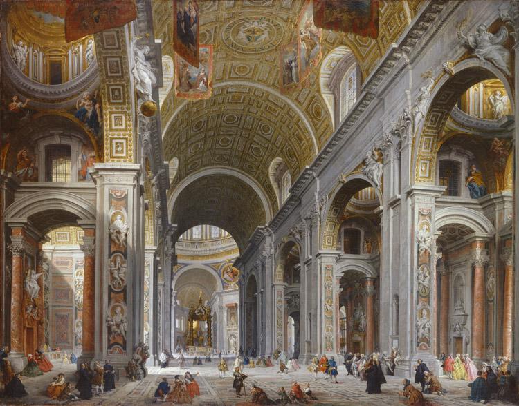 Interior of Saint Peter's, Giovanni Paolo Panini,50x40cm