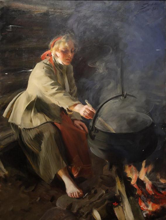 In the Cookhouse,Anders Zorn,50x40cm