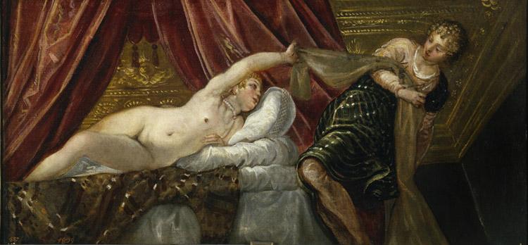 Joseph and Potiphar's Wife,Jacopo Robusti Tintoretto,80x40cm