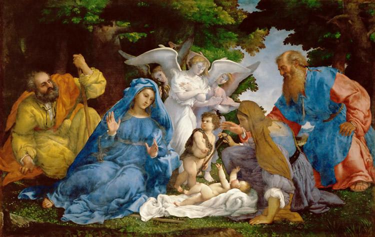 L'Adoration de l'Enfant Jesus avec la,Lorenzo Lotto,50x50cm