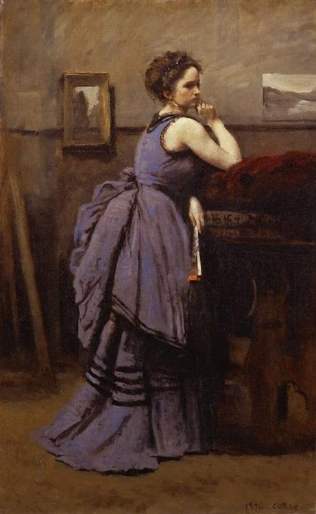 La dame en bleu,Jean Baptiste Camille Corot,60x40cm