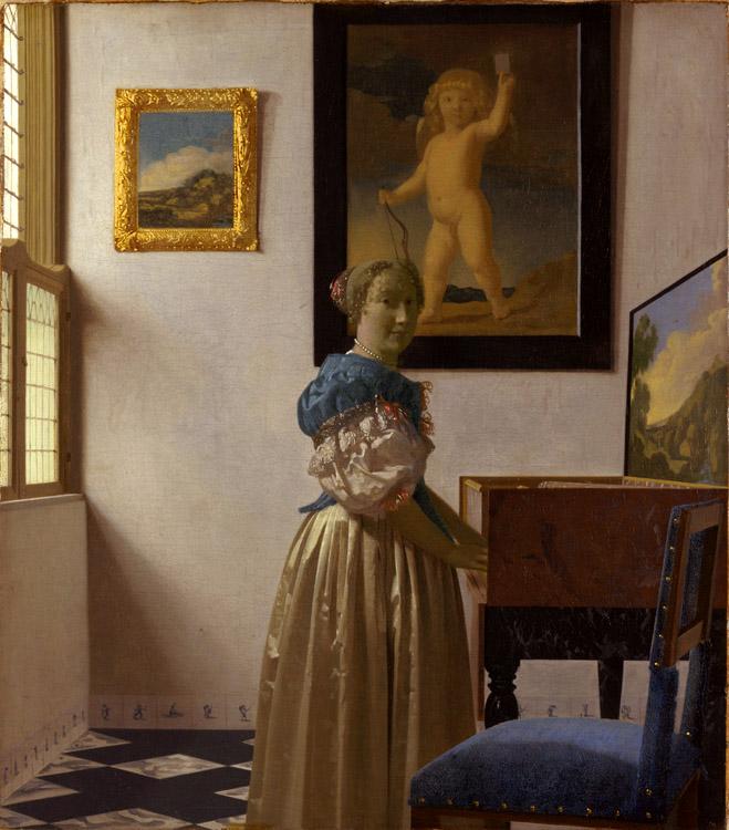 Lady Standing at a Virginal er,Johannes Vermeer,51.7x45.2cm
