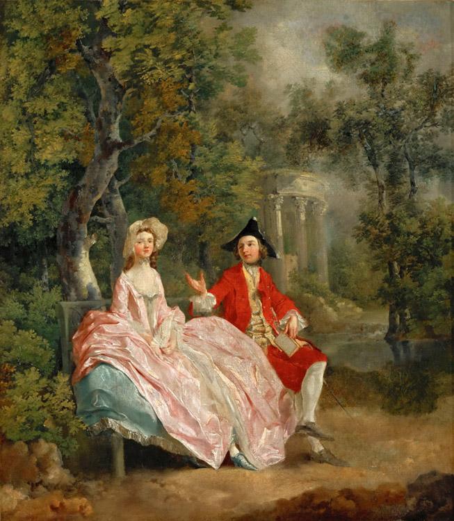 Lady and Gentleman in a Landscape,Thomas Gainsborough,50x44cm