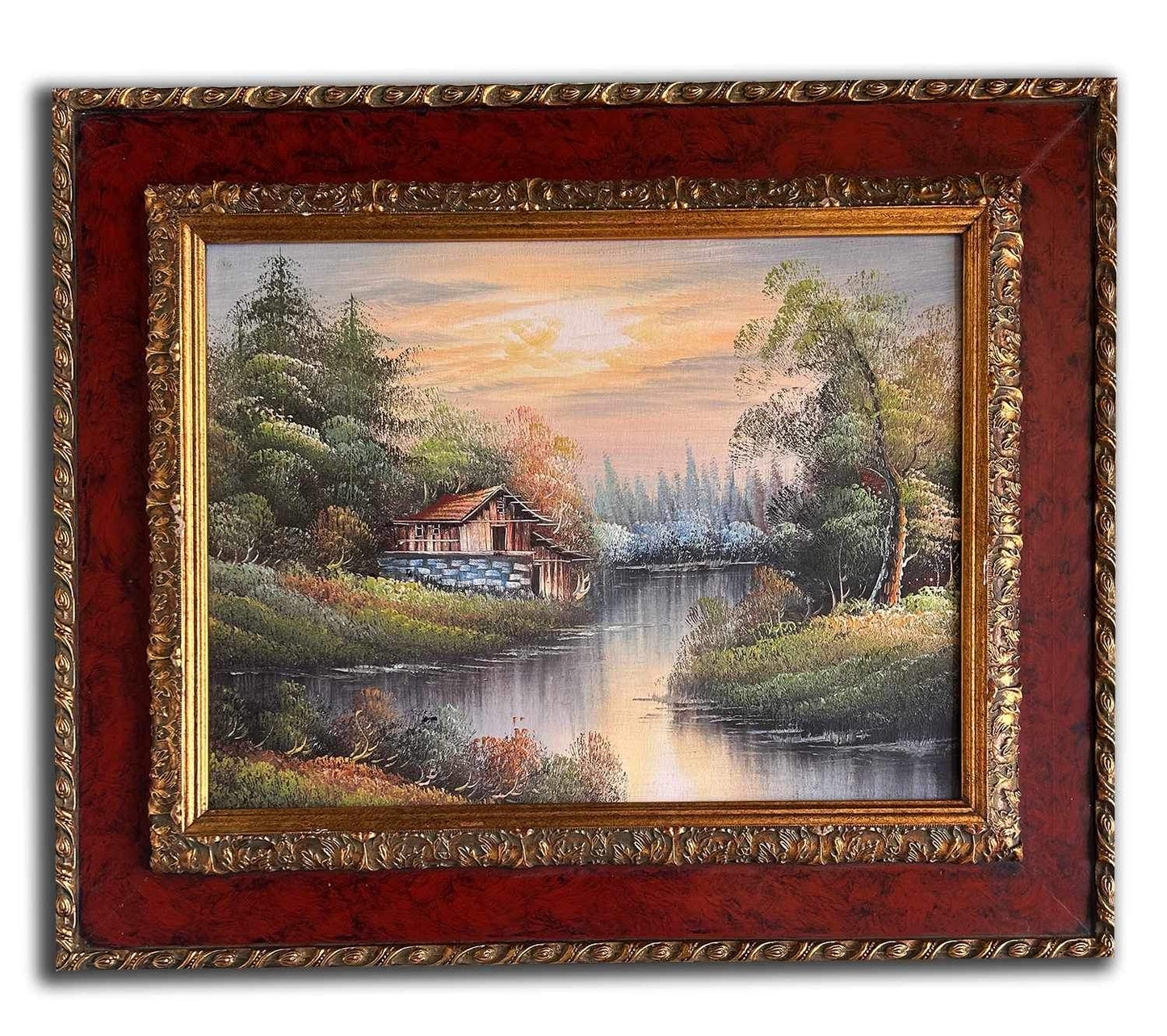 Landscape, hand-painted oil painting with frame, 46x56 cm or 18x22 ins