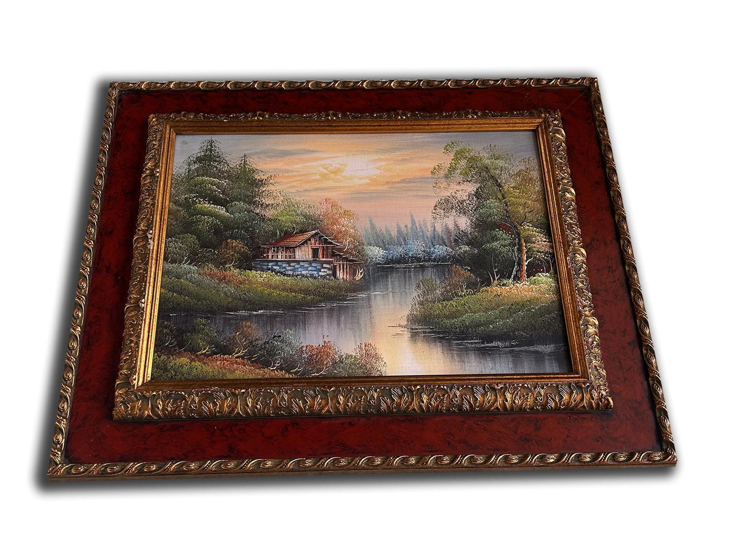 Landscape, hand-painted oil painting with frame, 46x56 cm or 18x22 ins