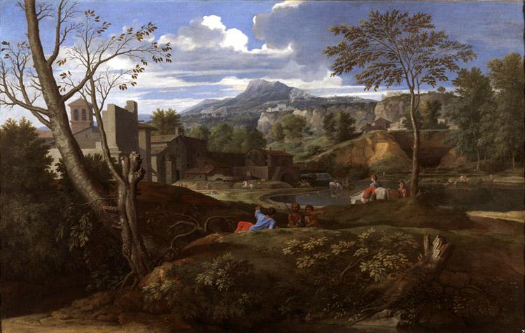 Landscape with Three Men,Nicolas Poussin,60x40cm