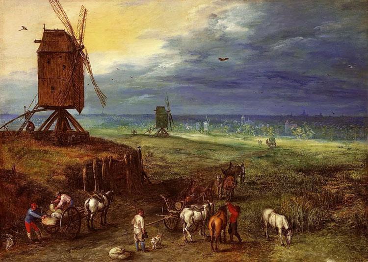 Landscape with Windmills,Jan Brueghel The Elder,60x43cm