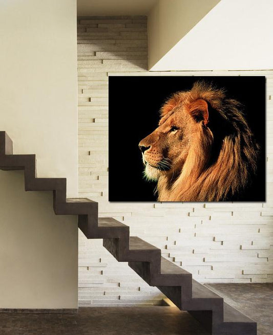 Lion, stretched and can be hanged on wall directly, 20x24 ins