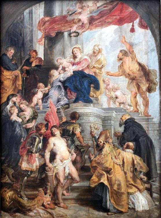 Madonna Enthroned with Child and,Peter Paul Rubens,50x40cm