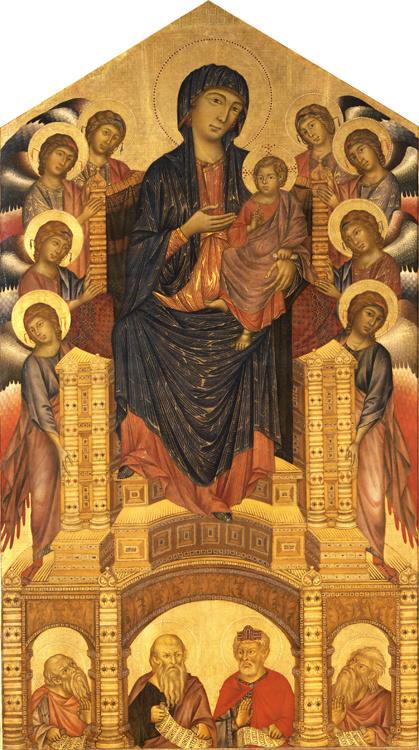 Madonna and Child Enthroned with Eight Angels,Cimabue,80x40cm