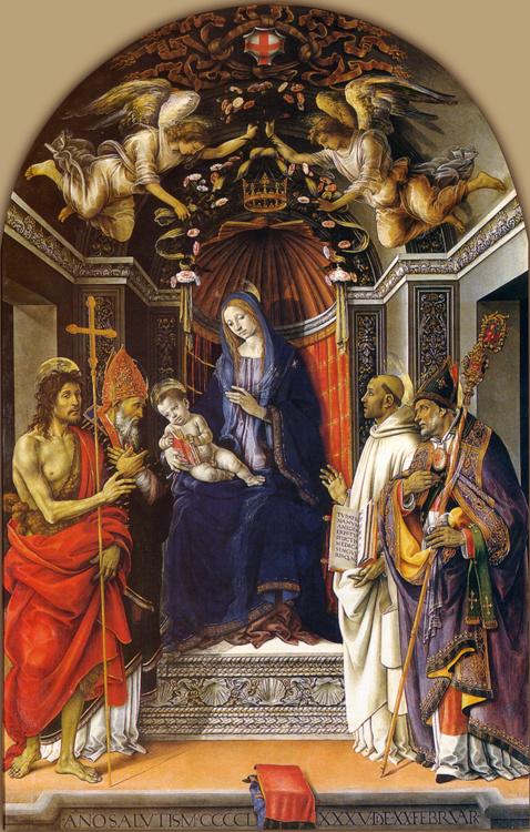 Madonna and Child Enthroned with SS,Filippino Lippi,60x40cm