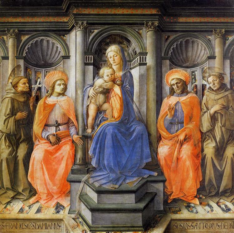 Madonna and Child Enthroned with Sts,Fra Filippo Lippi,50x50cm