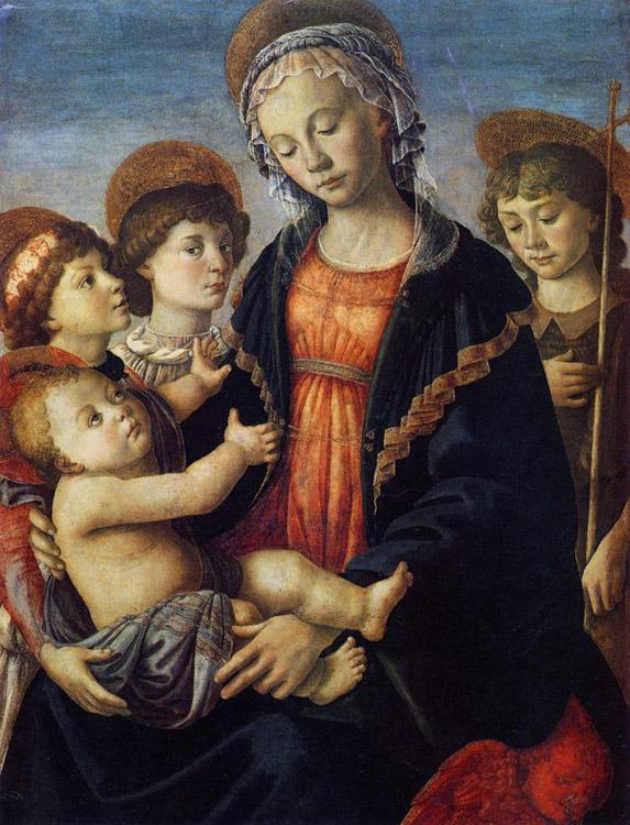 Madonna and Child,with the Young St,Sandro Botticelli,50x40cm