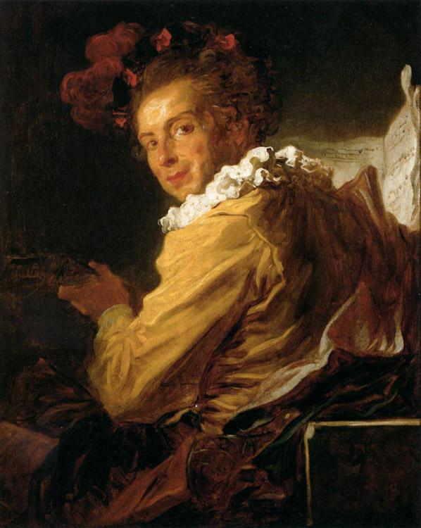 Man Playing an Instrument,Jean Honore Fragonard,65x80cm