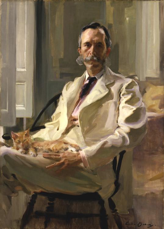 Man with the Cat Portrait of Henry Sturgis,Cecilia Beaux,60x40cm