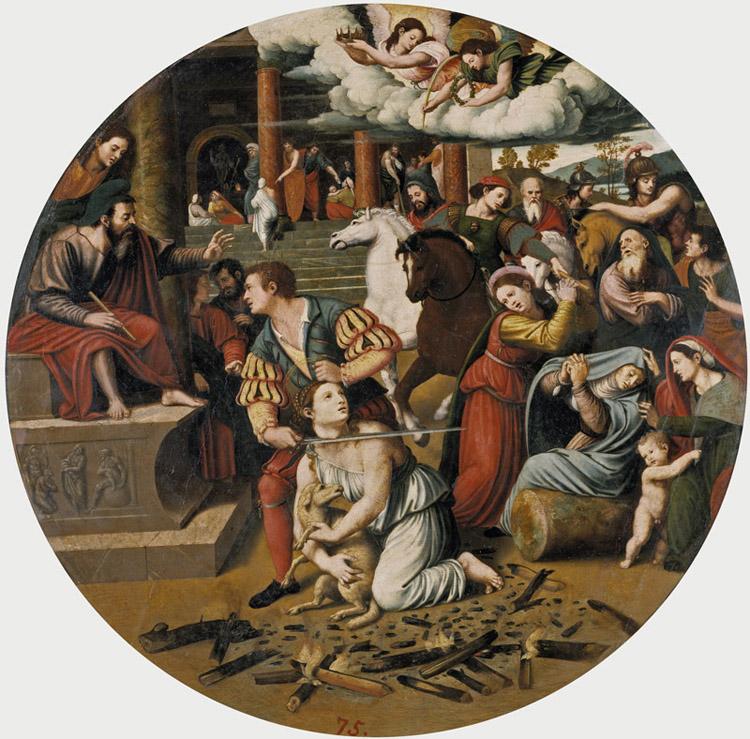 Martyrdom of St.Agnes,Juan Vicente Masip,50x50cm