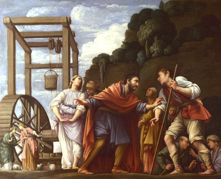 Moses defending the Daughters of Jethro,Carlo Saraceni,50x40cm