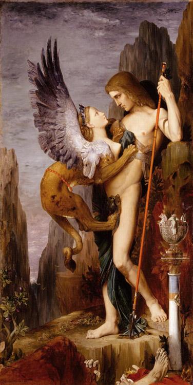 Ordipus and the Sphinx,Gustave Moreau,80x40cm