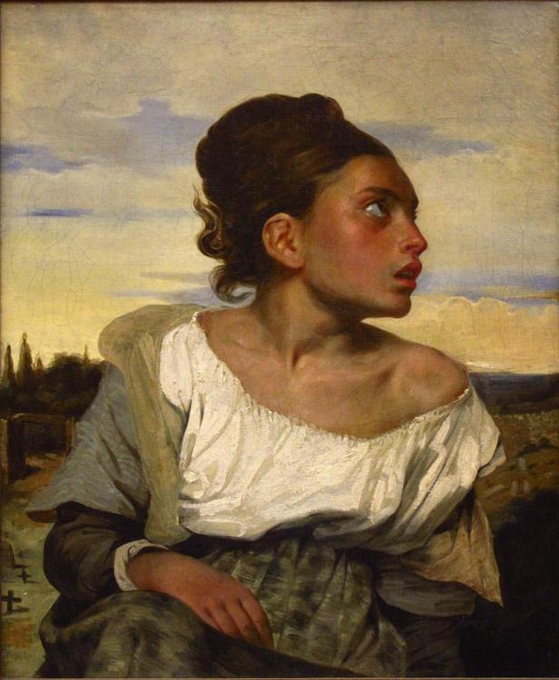 Orphan Girl at the Cemetery,Eugene Delacroix,66x54cm