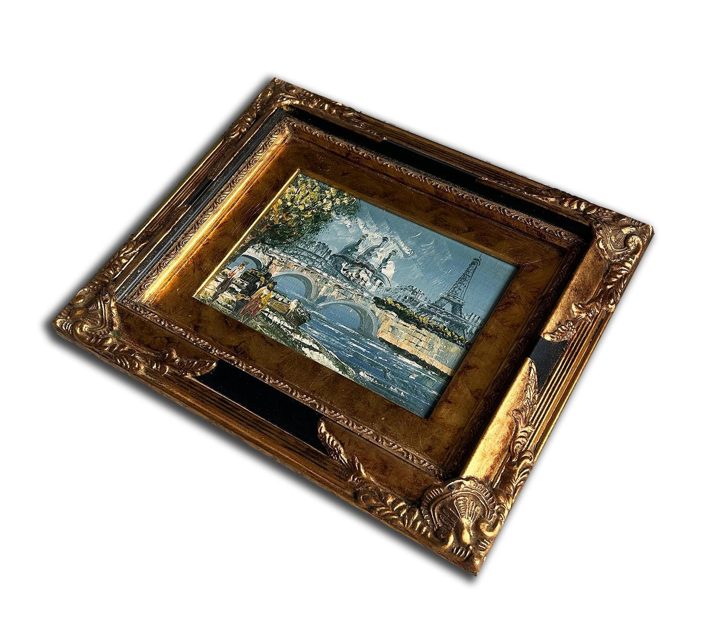 Paris, hand-painted oil painting with frame, 25x30 cm or 10x12 ins