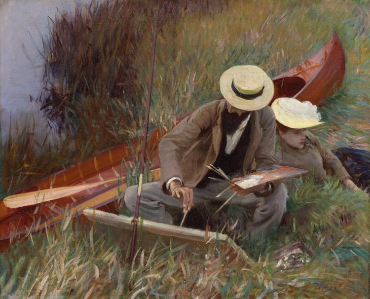 Paul Helleu Sketching with his Wife,John Singer Sargent,50x40cm