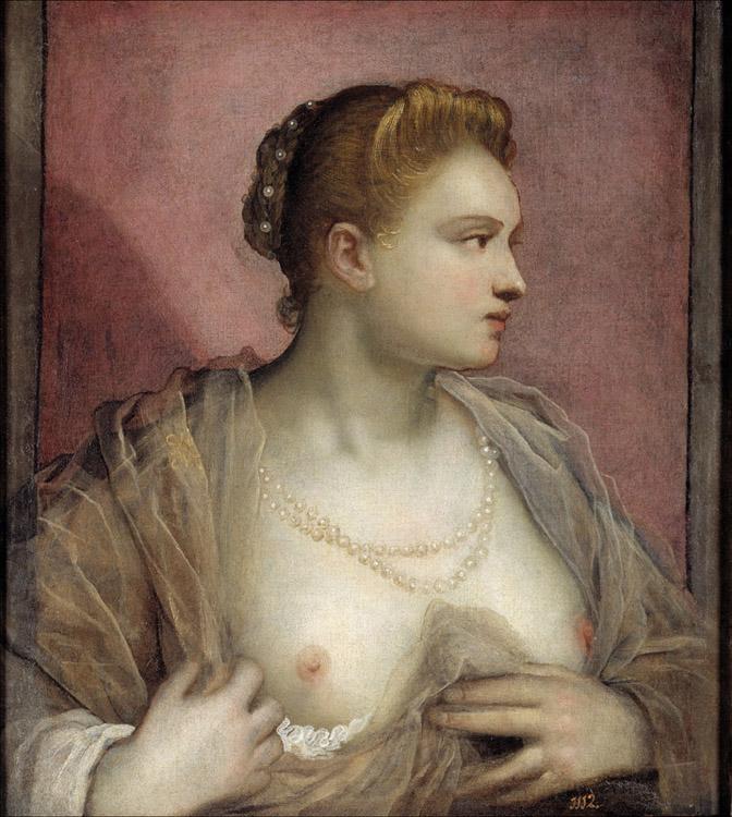 Portrait of a Woman Revealing her Breasts,Tintoretto,60x50cm