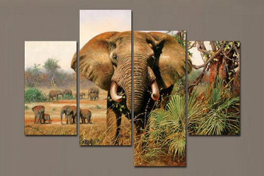 Printed picture, elephant include 4 parts, 110x85 cm