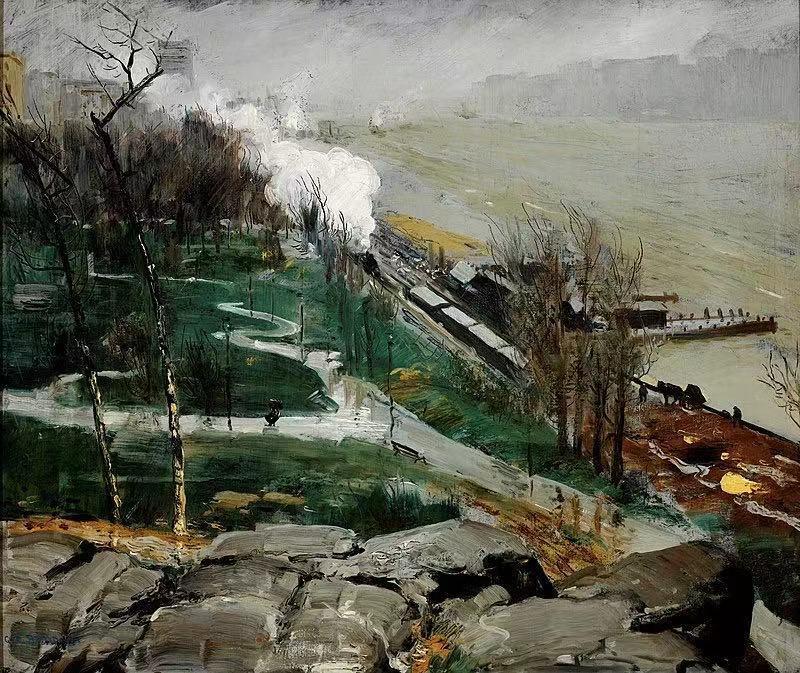 Rain on the River , George Bellows