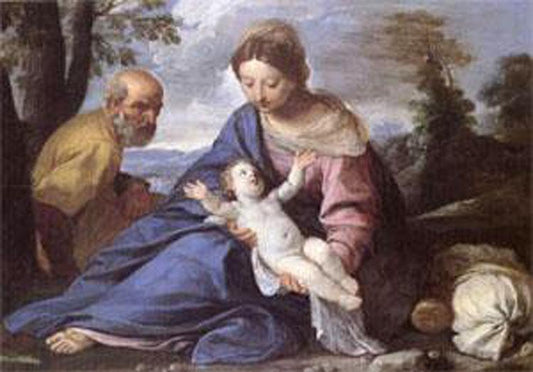 Rest on the Flight into Egypt,Simone Cantarini,60x40cm