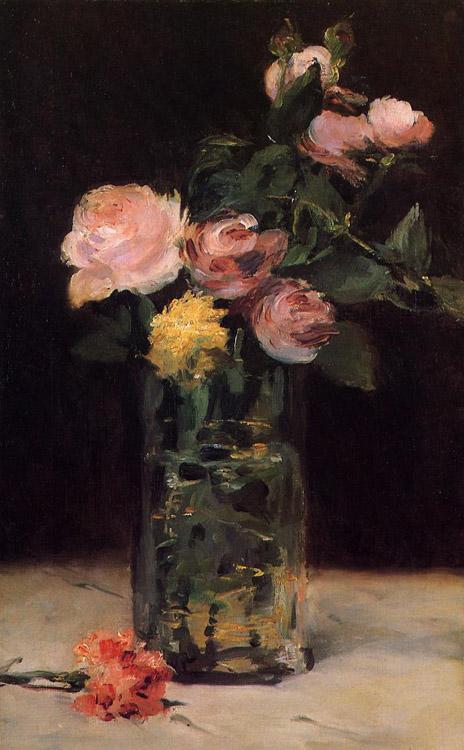 Roses in a Glas Vase,Edouard Manet,60x40cm