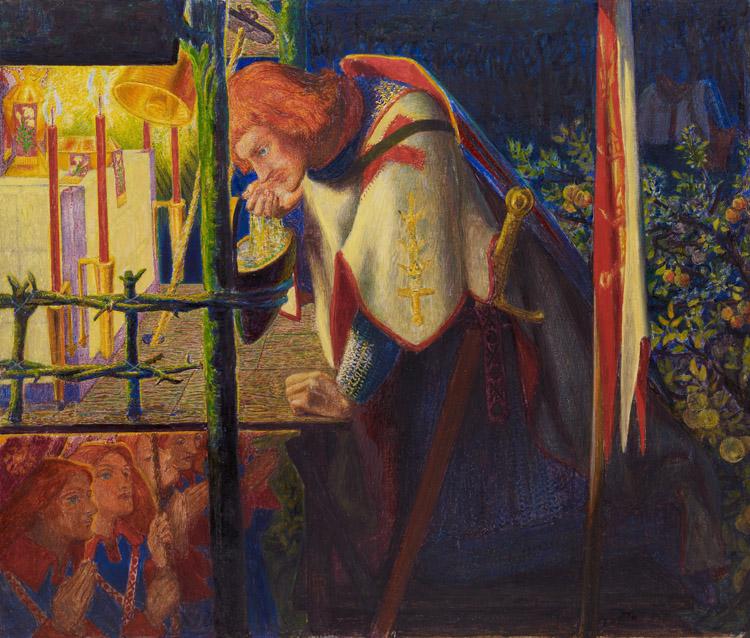 Sir Galahad at the Ruined,Dante Gabriel Rossetti,29.1x34.5cm