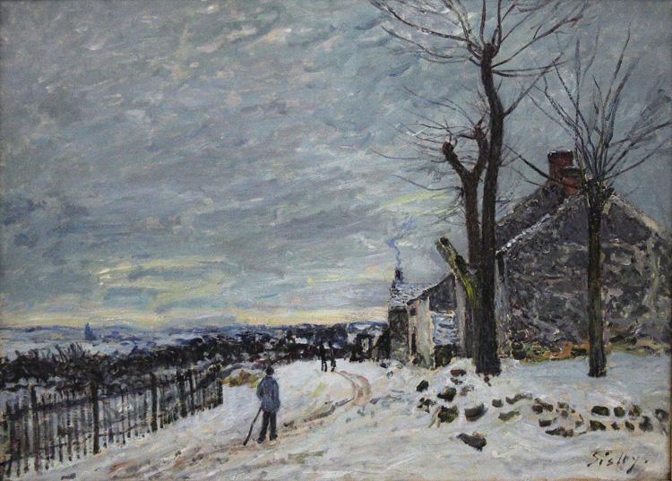 Snowy Weather at Veneux-Nadon,Alfred Sisley,55x74cm