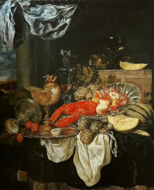 Still Life with Lobster,Abraham van Beijeren,50x40cm