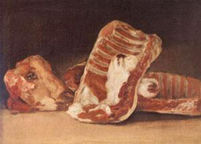 Still Life with Sheep's Head,Francisco de Goya,45x62cm