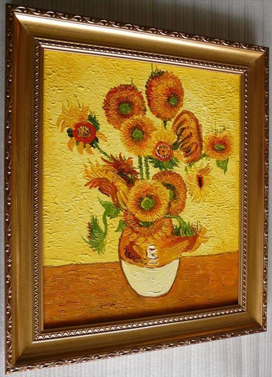 Sunflowers efter Vincent van gogh, oljemålning med ram