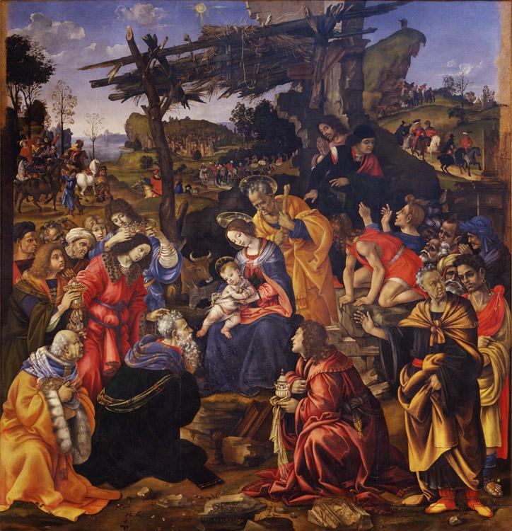 The Adoration of the Magi,Filippino Lippi,50x50cm