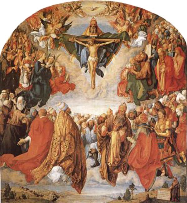 The Adoration of the Trinity,Albrecht Durer,50x50cm