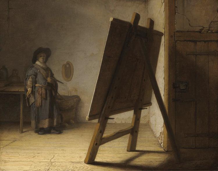 The Artist in his studion,REMBRANDT Harmenszoon van Rijn,50x40cm