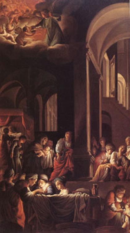 The Birth of the Virgin,Carlo Saraceni,80x40cm