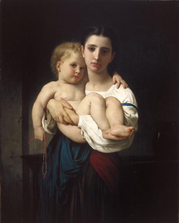The Elder Sister,Adolphe William Bouguereau,55.5x45.5cm
