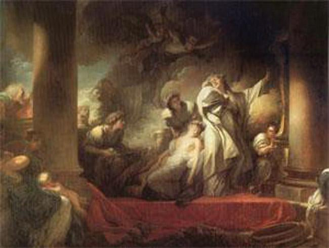 The Hight Priest Coresus Sacrifices Himself,Jean Honore Fragonard,50x40cm