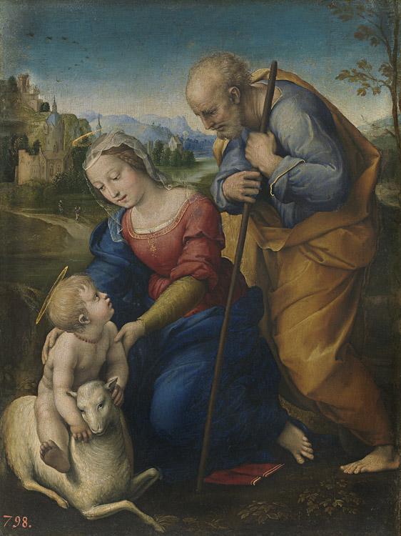 The Holy Family wtih a Lamb,Raphael,29x21cm