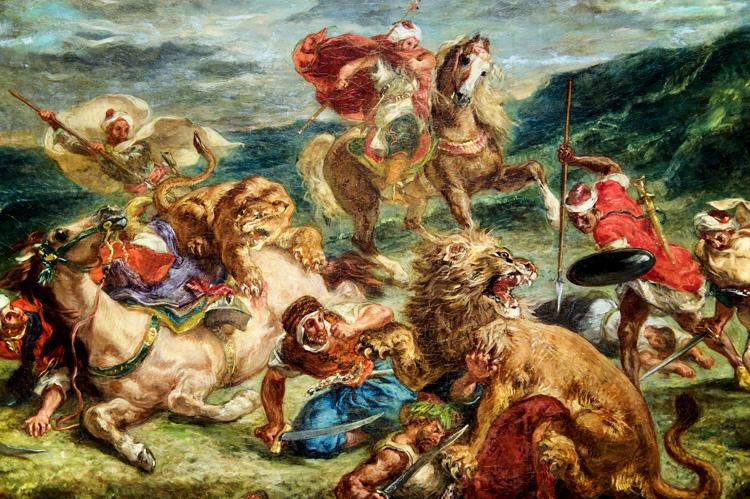 The Lion Hunt,Eugene Delacroix,60x40cm